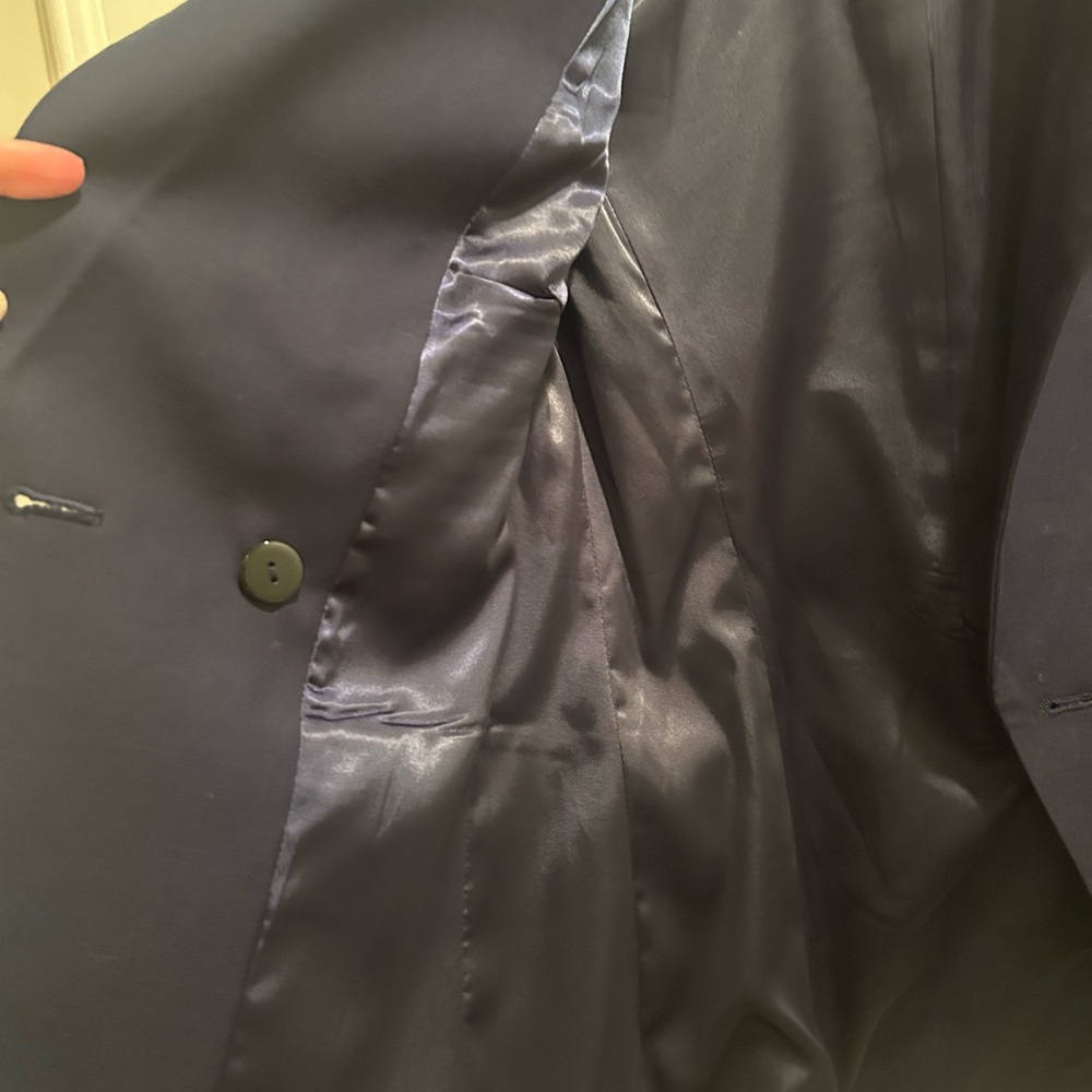Women’s Navy Double-Breasted Blazer with Gold Buttons by Moxgie XS - Picture 7 of 7